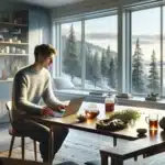 Norwegian adult enjoying herbal tea and natural energy drinks instead of coffee